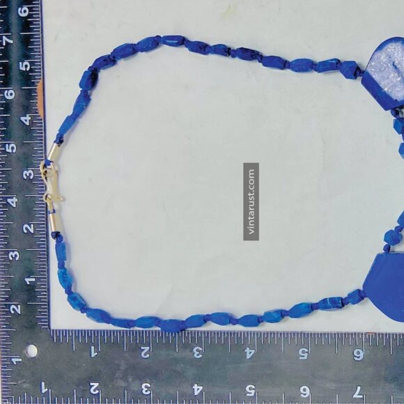 Blue Lapis Necklace, Handmade Gemstone Beaded Necklace, Natural Lapis Lazuli - Picture 4 of 13